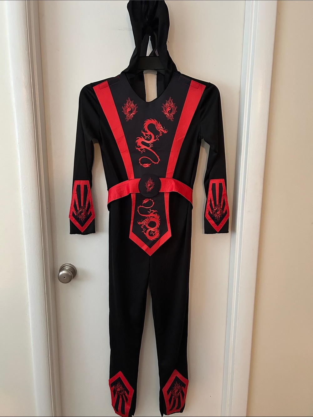 Kids Black & Red Dragon Ninja Costume with Hood